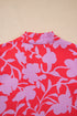 Bold Floral Silhouette Print Ruffle Collar Drop Waist Mini Dress